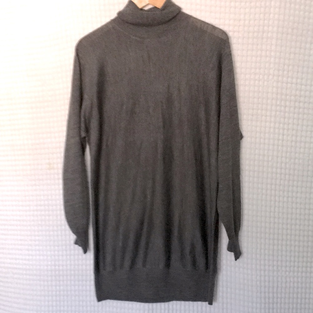 Wool blend turtleneck raglan sleeve sweater dress. Runs small
